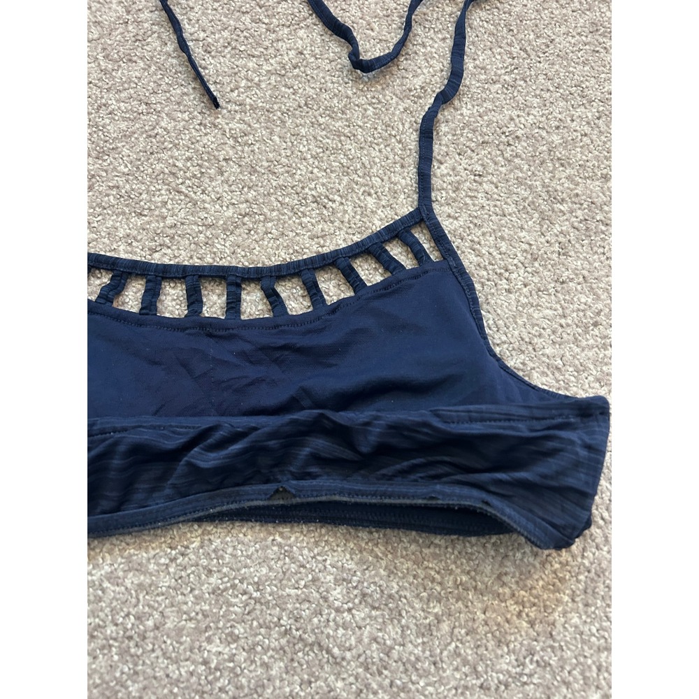 Mossimo Bikini Top Womens Small Navy Blue Excellent Halter Cage Neck Textured - Picture 7 of 9